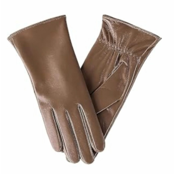 Elegant Brown Leather Gloves - Picture 1 of 7